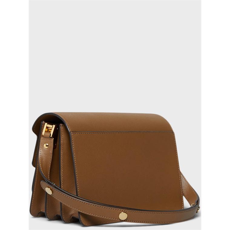 MARNI Saffiano Medium Trunk Bag, Cigar